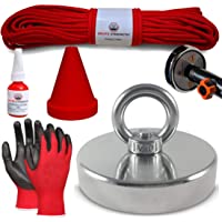 Brute Strength - Mán de neodimio para pesca con imán - 400KG - ⌀90mm - con 20m de cuerda - Guantes - Threadlocking…
